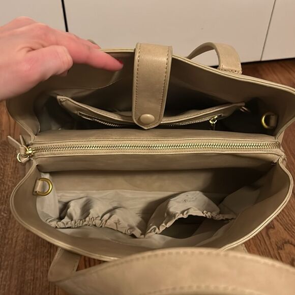 FAWN Design Satchel Diaper Bag Large NWOT Taupe Mandi Nelson - Picture 3 of 5